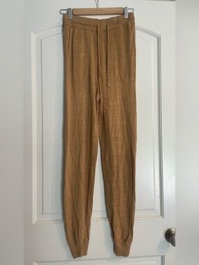 L Space Azores Drawstring Sweatpants in Toffee Linen Blend Athleisure Size Small